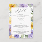 紫モダンと黄のフローラ結婚ズ エンクロージャーカード (正面)