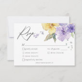 紫モダンと黄のフローラ結婚ズ 出欠カード (正面)
