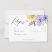 紫モダンと黄のフローラ結婚ズ 出欠カード (正面)