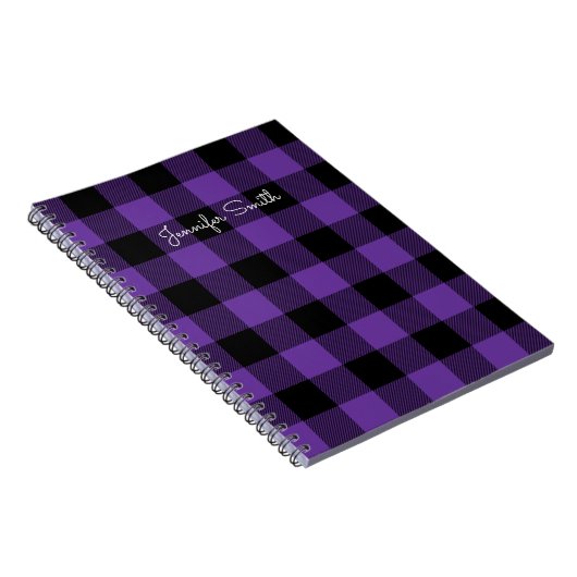 紫モダンと黒のバッファローのチェック ノートブック (右側)