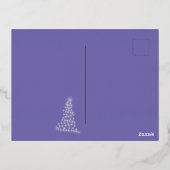 紫モダンのクリスマスツリー – 黄金 箔シーズンポストカード (裏面)