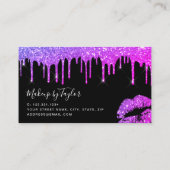 紫モダンのグリッターの唇 名刺 (裏面)