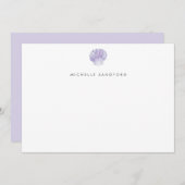 紫モダンのシーセルパーソナライズされた ノートカード (正面/裏面)