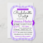 紫モダンのストライプバチェロレッテ 招待状 (正面)