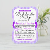 紫モダンのストライプバチェロレッテ 招待状 (スタンド正面)