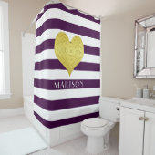 紫モダンのストライプパターン名 シャワーカーテン (インサイチュ)