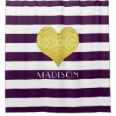 紫モダンのストライプパターン名 シャワーカーテン (正面)