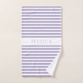 紫モダンのストライプパターン名 バスタオルセット (ハンドタオル)