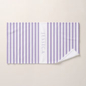 紫モダンのストライプパターン名 バスタオルセット (ハンドタオル)