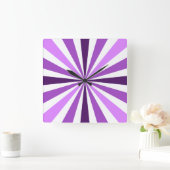 紫モダンのストライプ時計 スクエア壁時計 (ホーム)