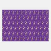紫モダンのトナカイ ラッピングペーパーシート (正面)