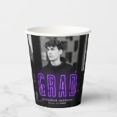 紫モダンのネオン卒業 紙コップ (正面)