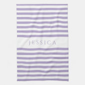 紫モダンのパタストライプのーン名 キッチンタオル (縦)