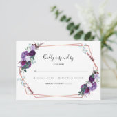 紫モダンのフローラス結婚クリプト 出欠カード (スタンド正面)