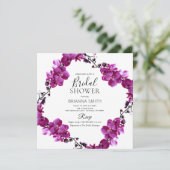 紫モダンのフローラブライダルシャワー招待 招待状 (スタンド正面)