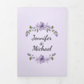 紫モダンのフローラ写真のスクリプ結婚ト 三つ折り招待状 (カバー)
