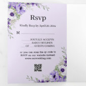 紫モダンのフローラ写真のスクリプ結婚ト 三つ折り招待状 (内部最初)