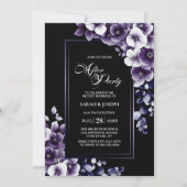紫モダンのフローラ結婚の後のパーティー 招待状 (正面)