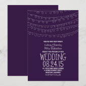 紫モダンの光の列結婚式招待状 招待状 (正面/裏面)