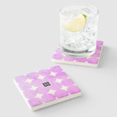 紫モダンの円 |モノグラム ストーンコースター (横)