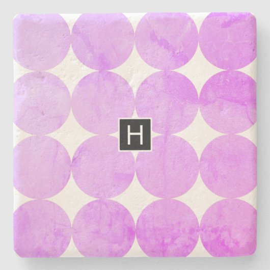 紫モダンの円 |モノグラム ストーンコースター (正面)