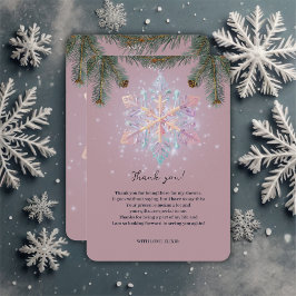 紫モダンの冬の雪片かわいい赤ちゃんシャワー サンキューカード