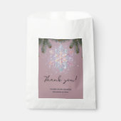 紫モダンの冬の雪片かわいい赤ちゃんシャワー フェイバーバッグ (正面)