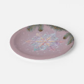 紫モダンの冬の雪片かわいい赤ちゃんシャワー ペーパープレート (アングル)