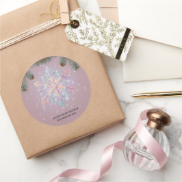 紫モダンの冬の雪片かわいい赤ちゃんシャワー ラウンドシール
