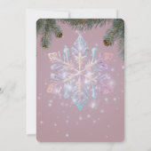 紫モダンの冬の雪片かわいい赤ちゃんシャワー 招待状 (裏面)