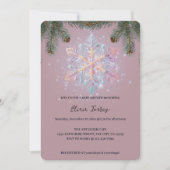 紫モダンの冬の雪片かわいい赤ちゃんシャワー 招待状 (正面)