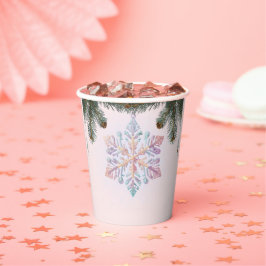 紫モダンの冬の雪片かわいい赤ちゃんシャワー 紙コップ