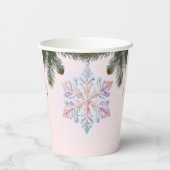 紫モダンの冬の雪片かわいい赤ちゃんシャワー 紙コップ (裏面)