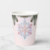 紫モダンの冬の雪片かわいい赤ちゃんシャワー 紙コップ (正面)