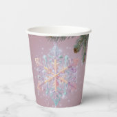 紫モダンの冬の雪片かわいい赤ちゃんシャワー 紙コップ (裏面)