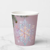 紫モダンの冬の雪片かわいい赤ちゃんシャワー 紙コップ (正面)