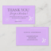 紫モダンの台本の注文感謝していはあなた 名刺 (正面/裏面)