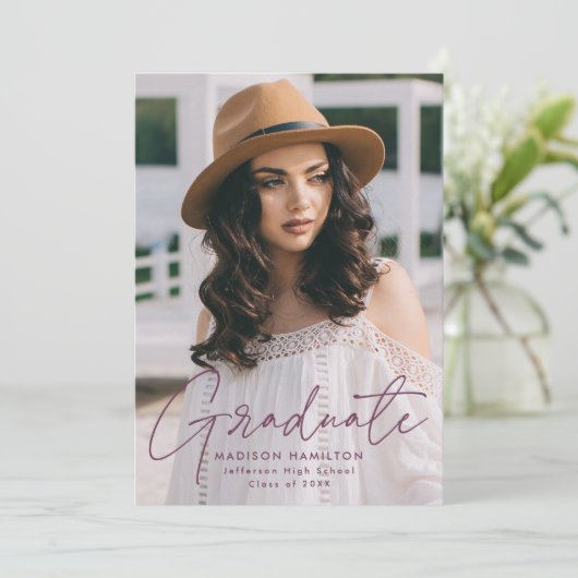 紫モダンの台本を卒業 案内状 (スタンド正面)