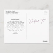 紫モダンの台本写真卒業ありがとう ポストカード (裏面)