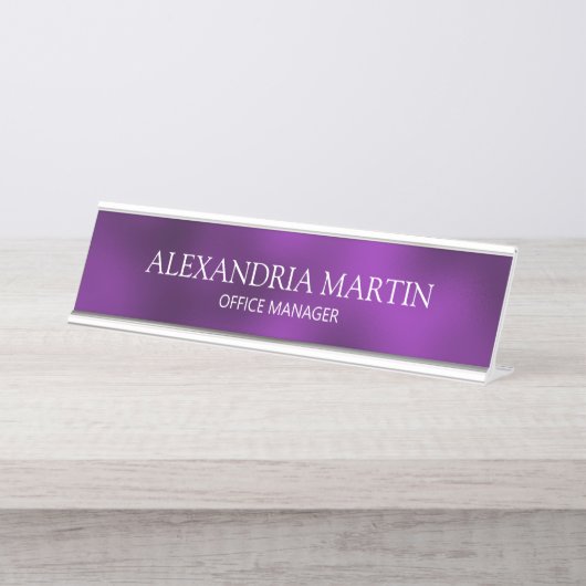 紫モダンの役職の名前ドアの署名 デスクネームプレート (正面)