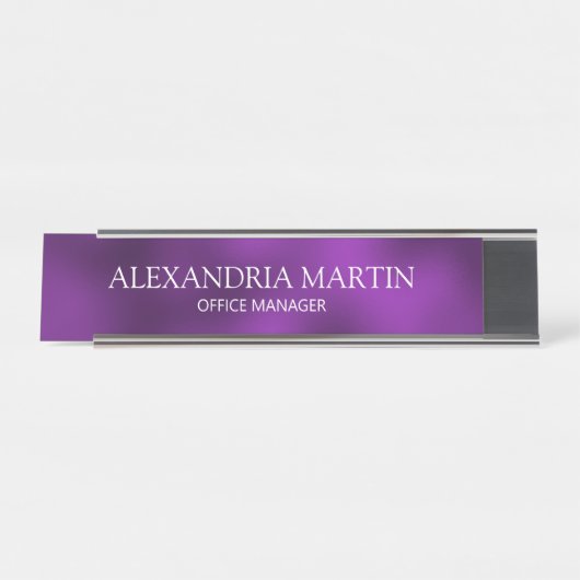 紫モダンの役職の名前ドアの署名 デスクネームプレート (正面)