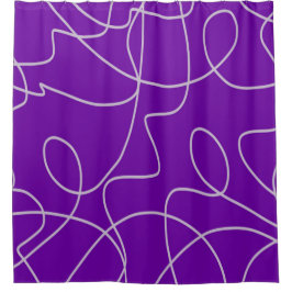 紫モダンの抽象芸術ラインアート シャワーカーテン