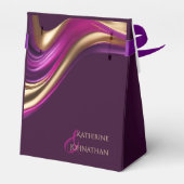 紫モダンの明るい赤紫色と金ゴールド フェイバーボックス (裏面サイド)