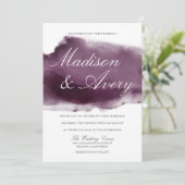 紫モダンの水の色のスプラッ結婚シュ 招待状 (スタンド正面)