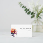 紫モダンの水エレガント色フローラ 名刺 (スタンド正面)