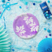 紫モダンの水彩及びカエデ葉ラ ペーパープレート (パーティー)
