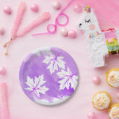 紫モダンの水彩及びカエデ葉ラ ペーパープレート (パーティー)