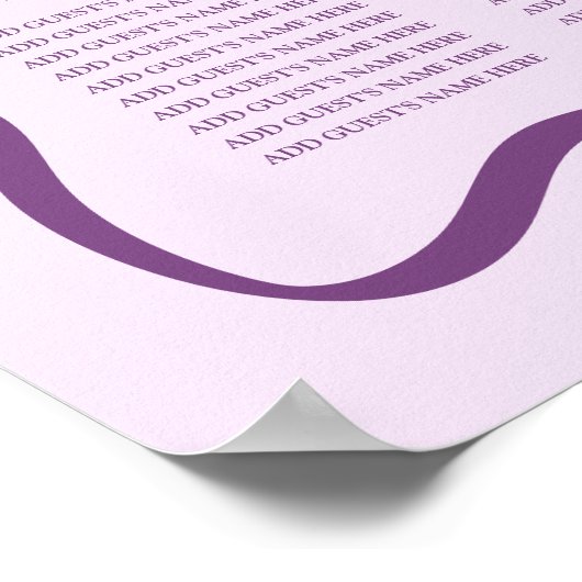 紫モダンの波型の結婚座席表 ポスター (角)