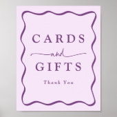 紫モダンの波型フレームカードとギフト ポスター (正面)