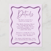 紫モダンの波状のフレ結婚ームの詳細 エンクロージャーカード (正面)